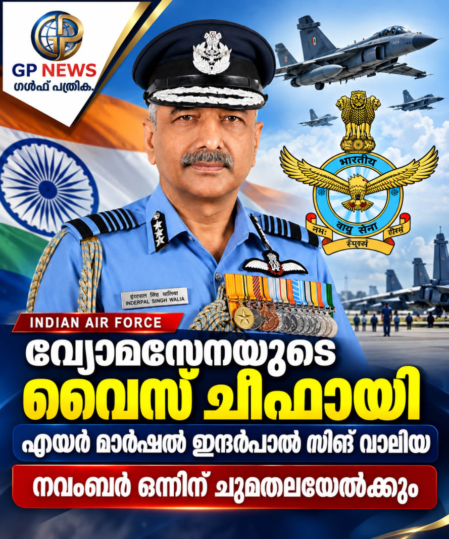 വ്യോമസേനയുടെ വൈസ് ചീഫായി എയർ മാർഷൽ ഇന്ദർപാൽ സിങ് വാലിയ; നവംബർ ഒന്നിന് ചുമതലയേൽക്കും