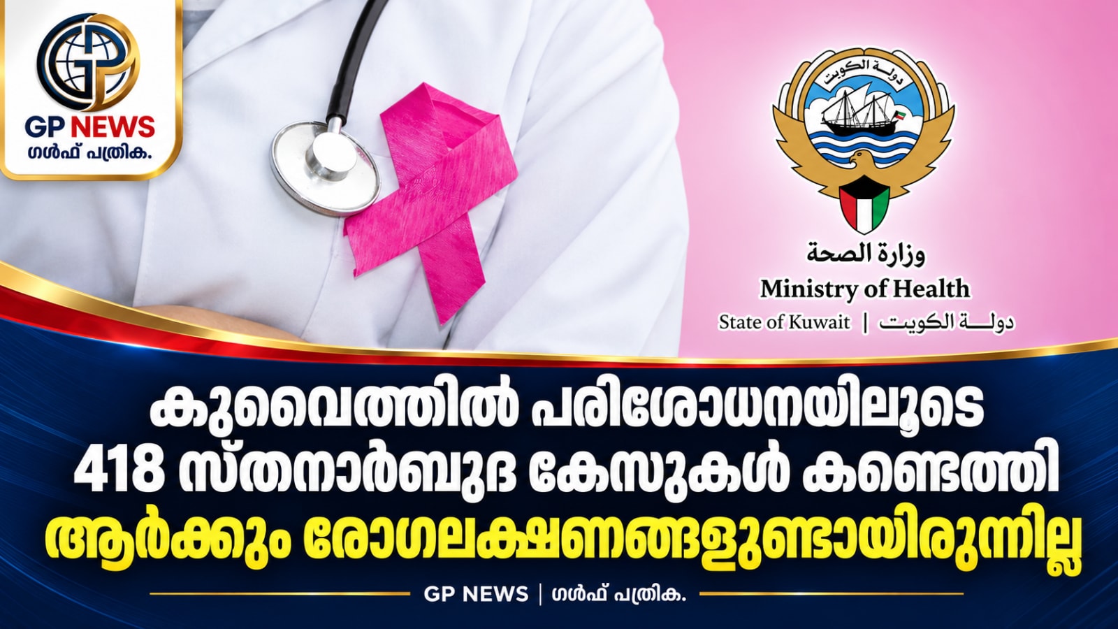 ലക്ഷണങ്ങളില്ലാത്ത 418 സ്ത്രീകളിൽ സ്തനാർബുദം കണ്ടെത്തി; കുവൈത്തിൽ നിർണായകമായി നേരത്തെയുള്ള പരിശോധന