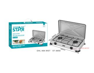 WINNING STAR ST-9659 Stainless Steel 2-Burner Tabletop Gas Stove with Cover
