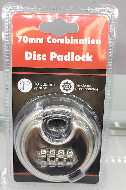 70mm Combination Disc Padlock (Stainless Steel Shielded)