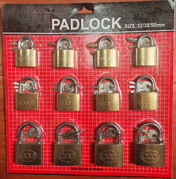 12-Piece Multi-Size Solid Brass Finished Padlock Set (32mm / 38mm / 50mm)