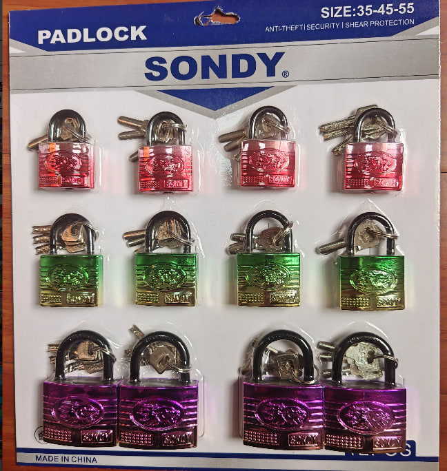 2-Piece Multi-Size Two-Tone Metallic Padlock Set (35mm / 45mm / 55mm)