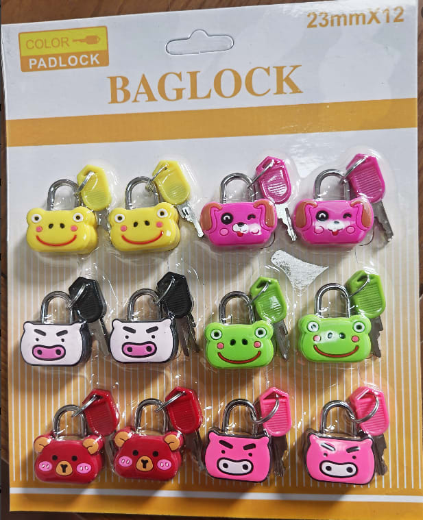 12-Piece 23mm Mini Cartoon Animal Padlock Set