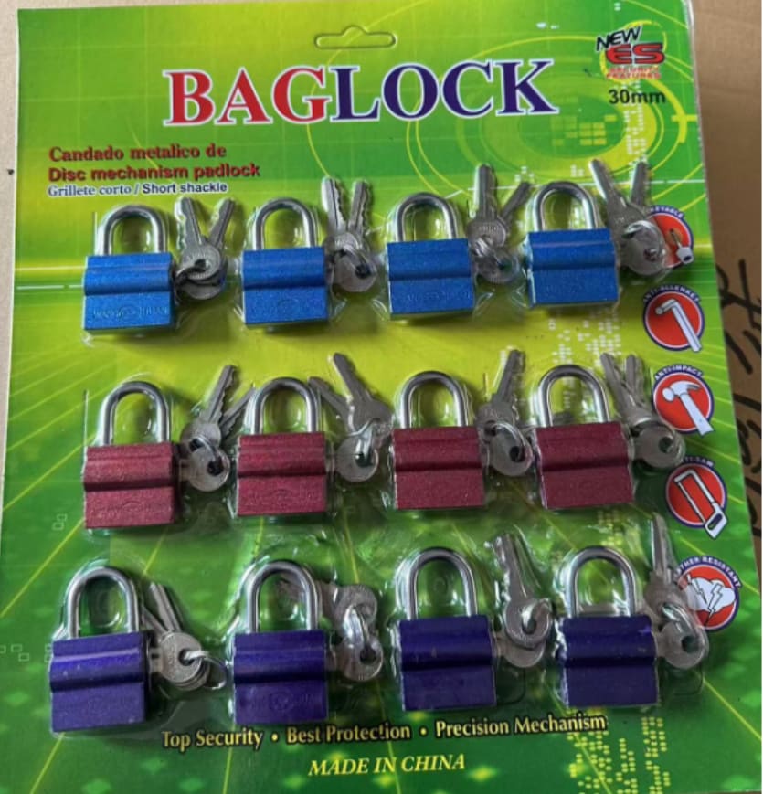 12-Piece 30mm Multi-Color Disc Mechanism Padlock Set
