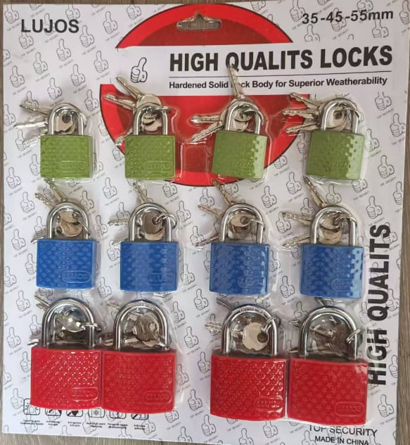 12-Piece Multi-Size Padlock Set (35mm / 45mm / 55mm)