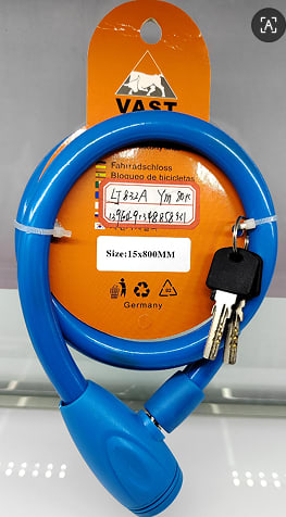 832A 15x800mm Opaque Cable Bicycle Lock