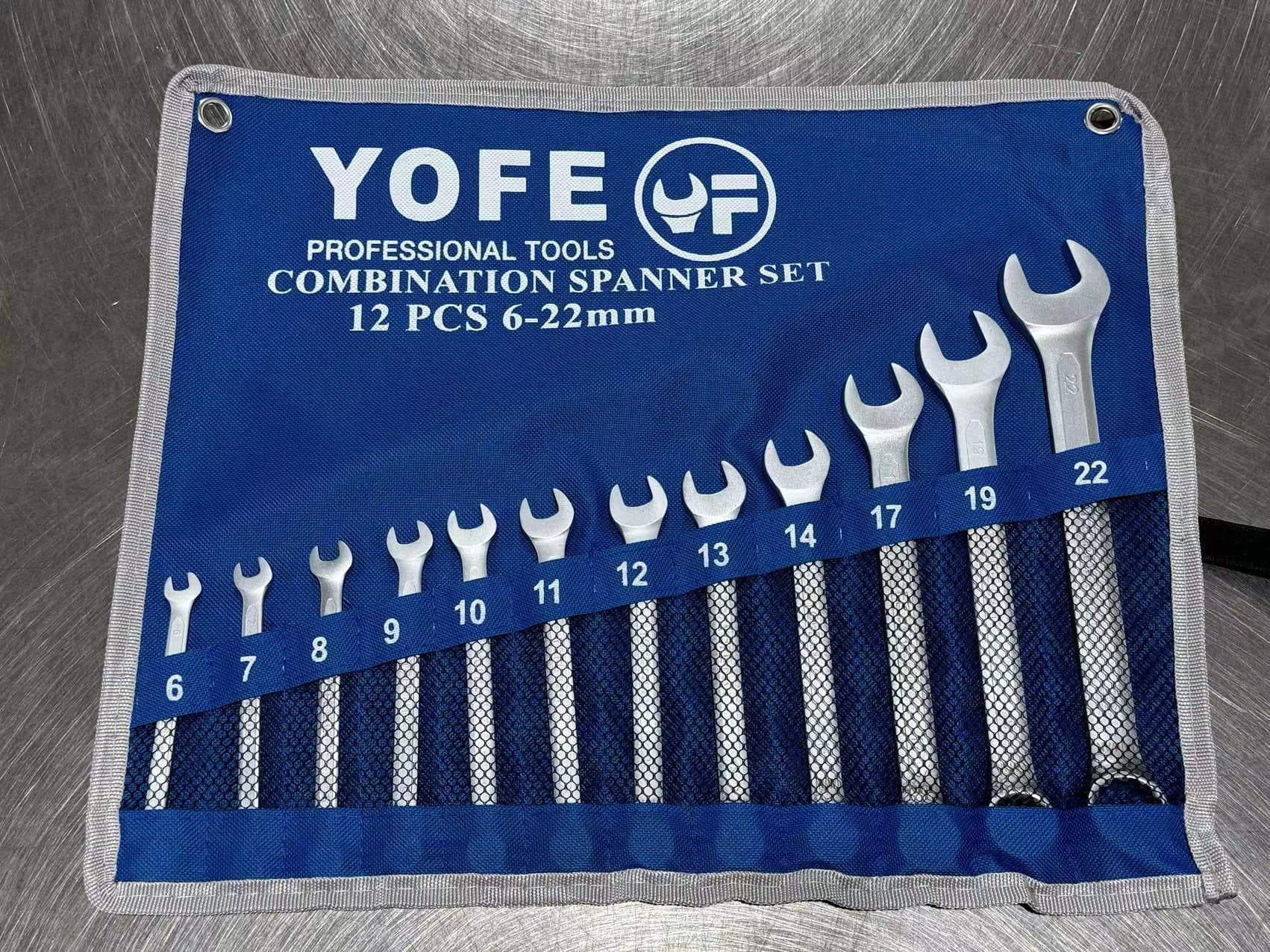 D31T12D YOFE 12 pcs 6-22 mm combination wrench set with cloth bag                                                      Size:6 7 8 9 10 11 12 13 14 17 19 22 MM