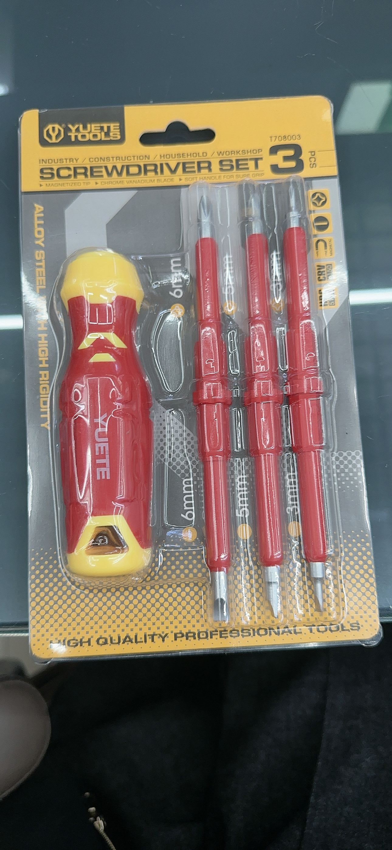 Yuete Tools 3-Piece Interchangeable Double-Ended Insulated Screwdriver Set