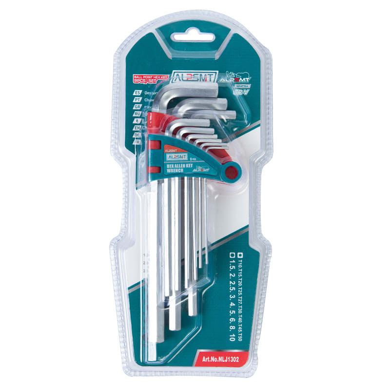 9-Piece Long Arm Flat Head Hex Allen Key Set