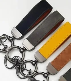 Wide leather strap keychain