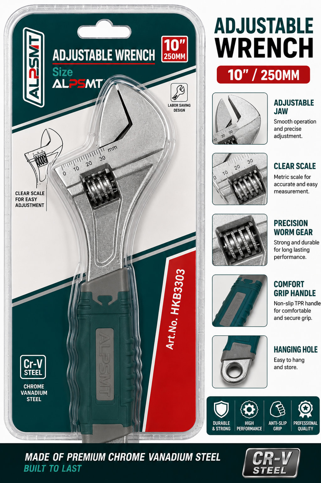 Alpsmt 12-Inch Adjustable Wrench