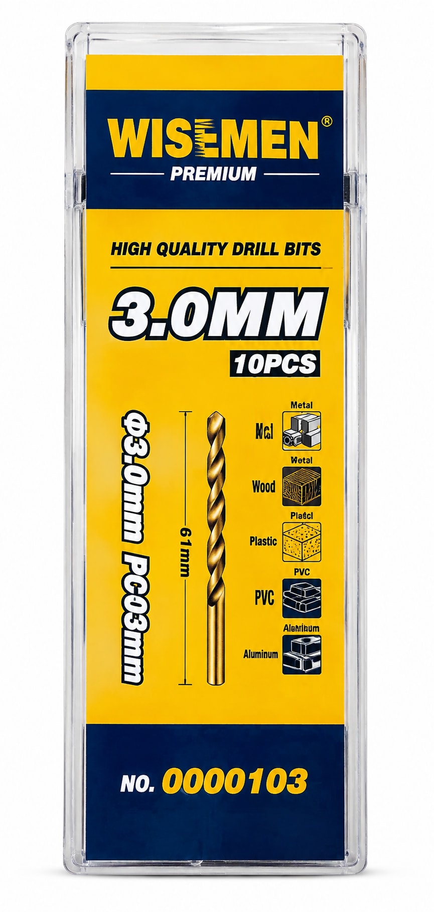 WISEMEN 3.0mm HSS Twist Drill Bit Set (10 Pieces)