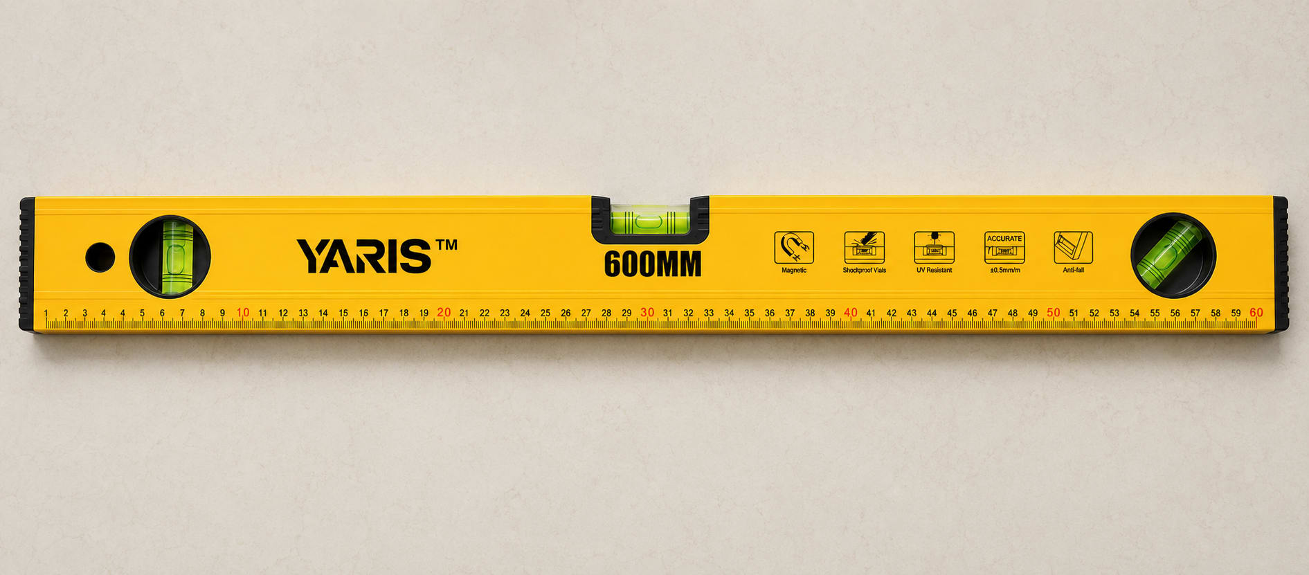 600mm Yellow Aluminium Spirit Level