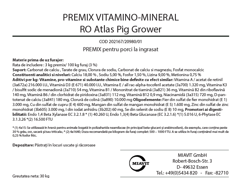 20980 premix cestere porci
