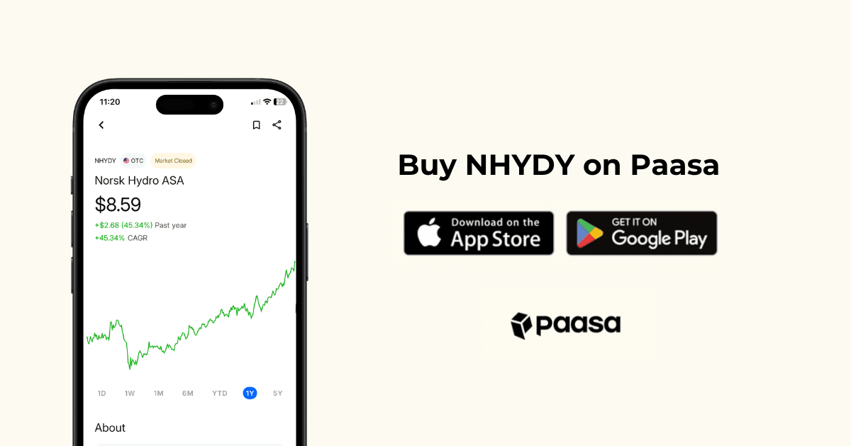 You can invest in NHYDY using Paasa