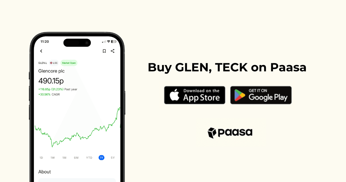 You can invest in GLEN, TECK using Paasa