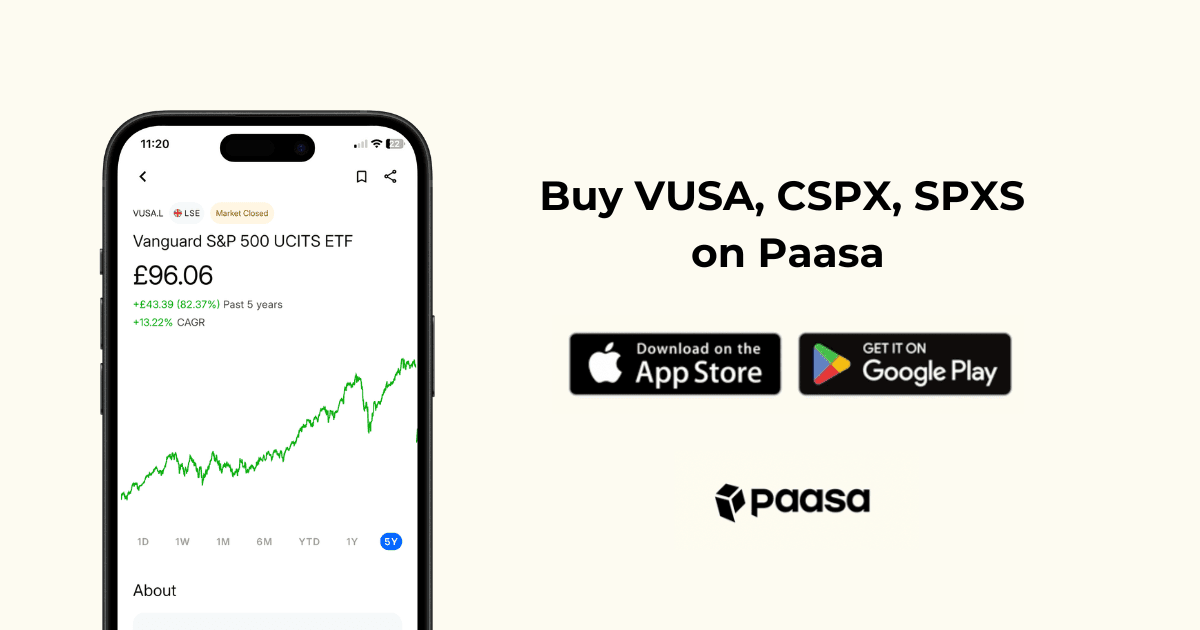 You can buy VUSA, CSPX, SPXS on Paasa