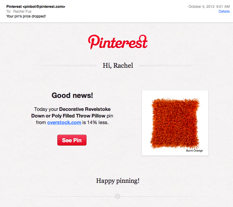 pintrest email deal