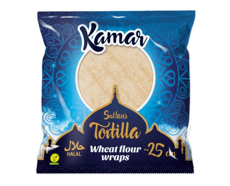 Пшеничные лепешки 25 см, 18 шт., 1080 г, Камар,Польша