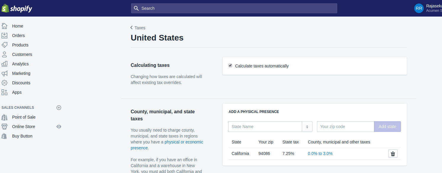 Calculate Taxes automatically