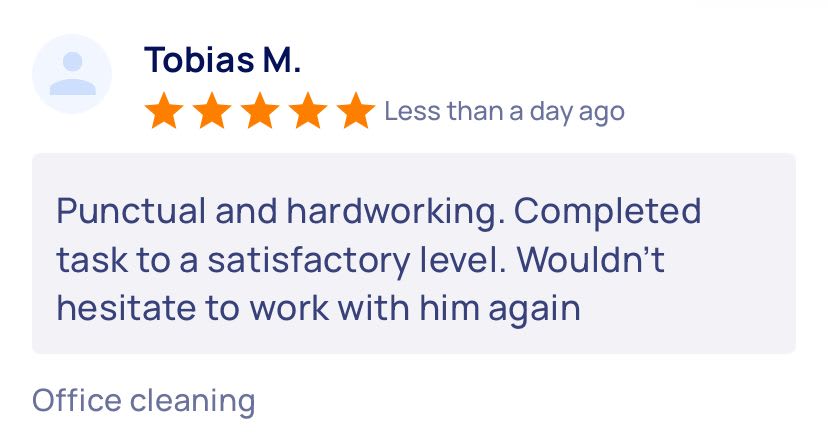 Review from Tobias M. on AirTasker: Great service!