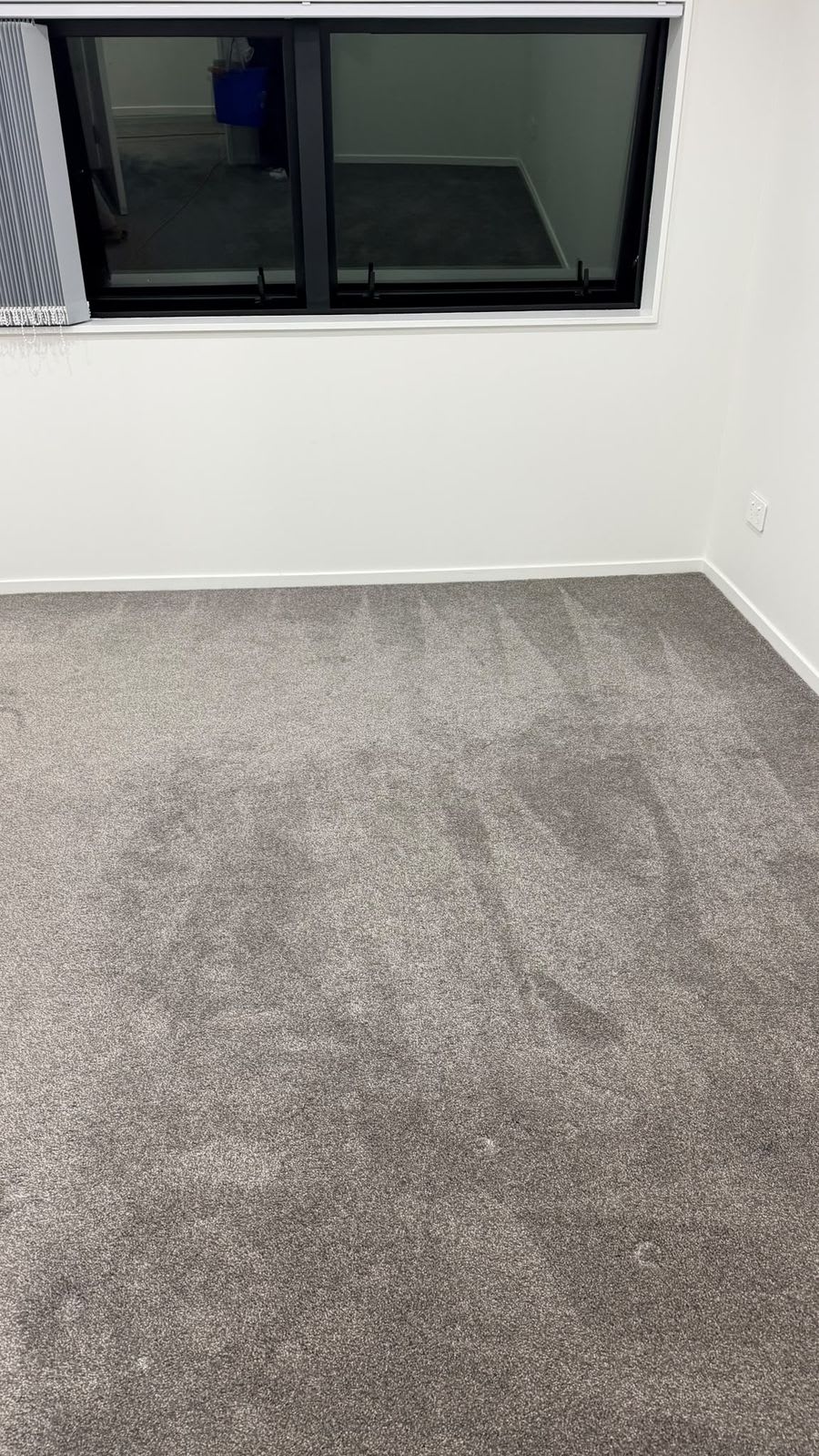 Carpeted bedroom with fresh vacuum lines