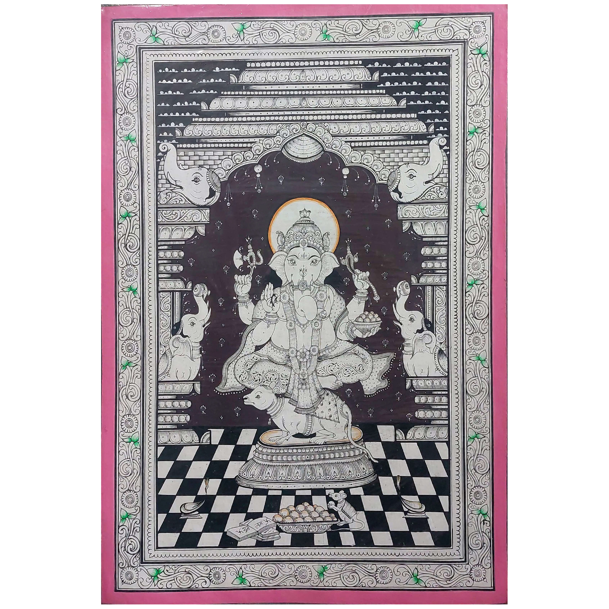 Ganesh thakurji Pattachitra Art | Odisha | India |size (13x 19 inch) | Canvas |ART-CAN-017