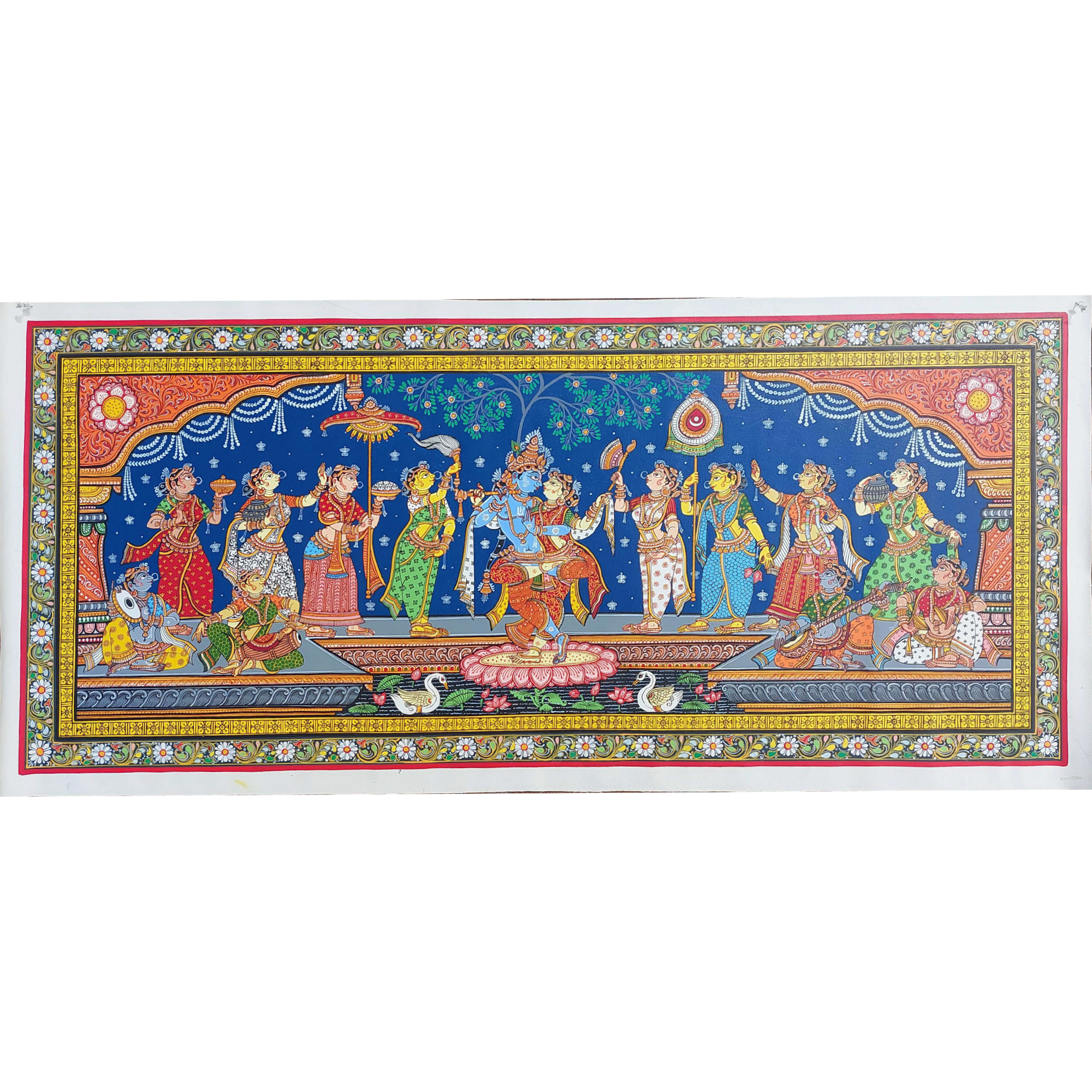 JugalaRaas Pattachitra Art | Odisha |India | size 18x42 inch | Canvas |ART-CAN-022