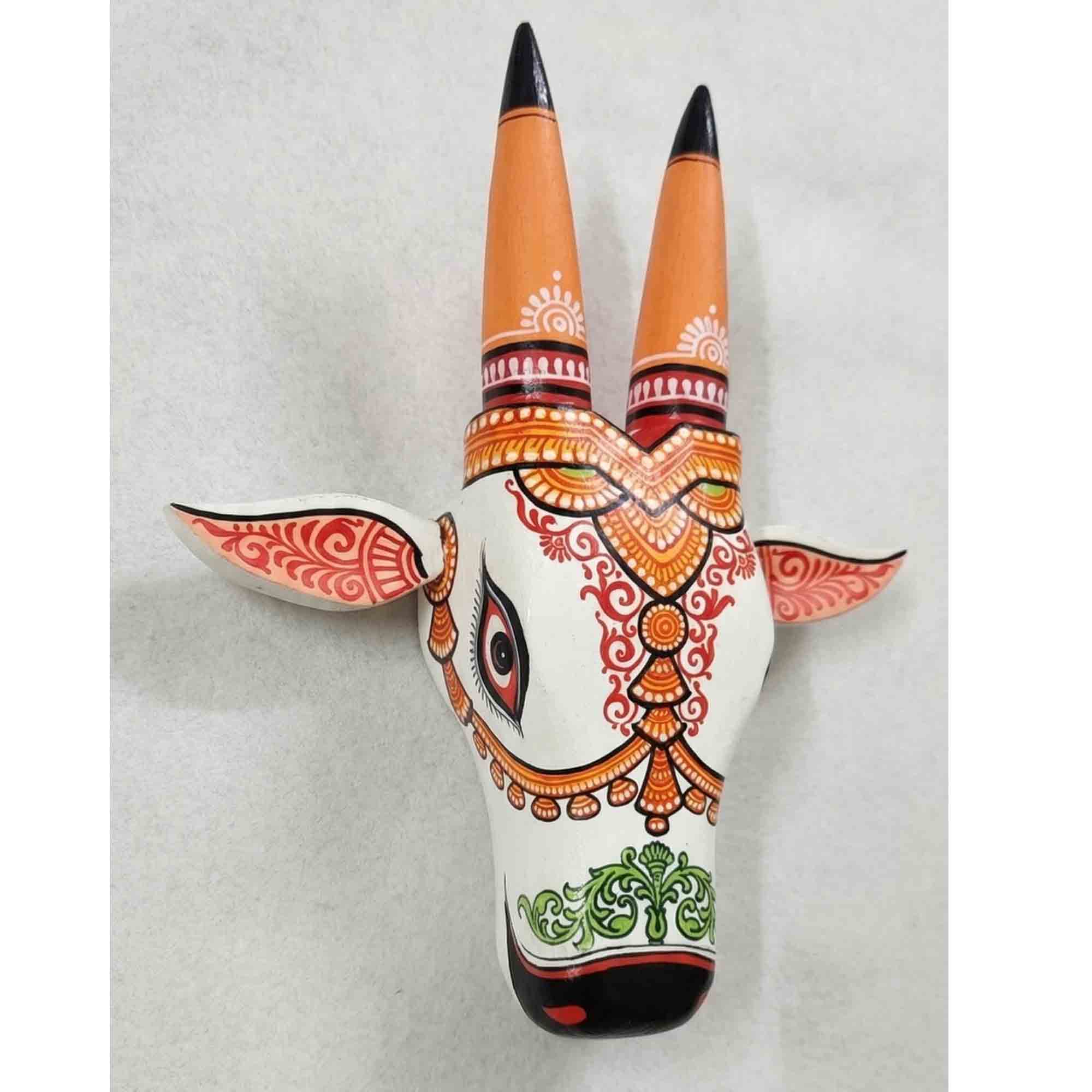 Handcrafted Wooden Bull Head Wall Art | Traditional Indian Handicraft | Decorative Wall Hanging |ART-WOOD-001