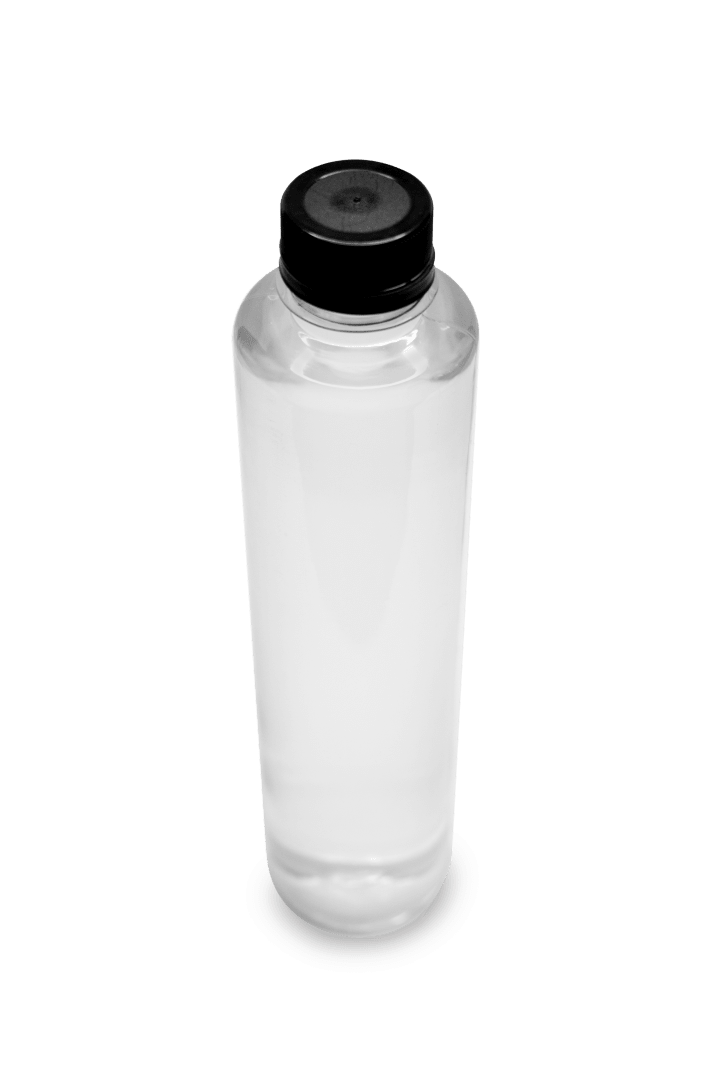 355 ml Clear Voss Bottle w/ Tamper Evident Black Cap Packachange