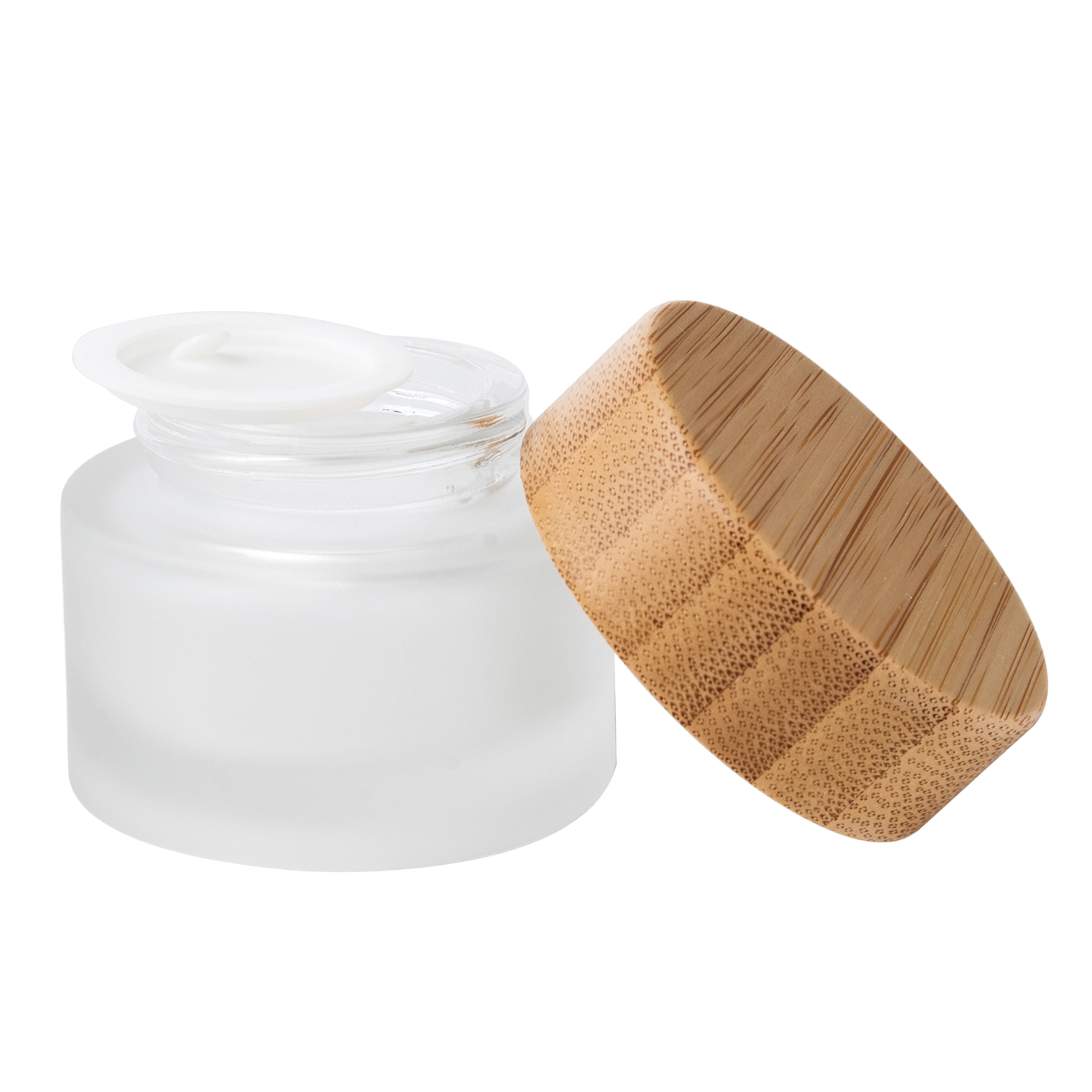 15 g Frosted Straight Sided Glass Jar w/ Bamboo Lid Packachange