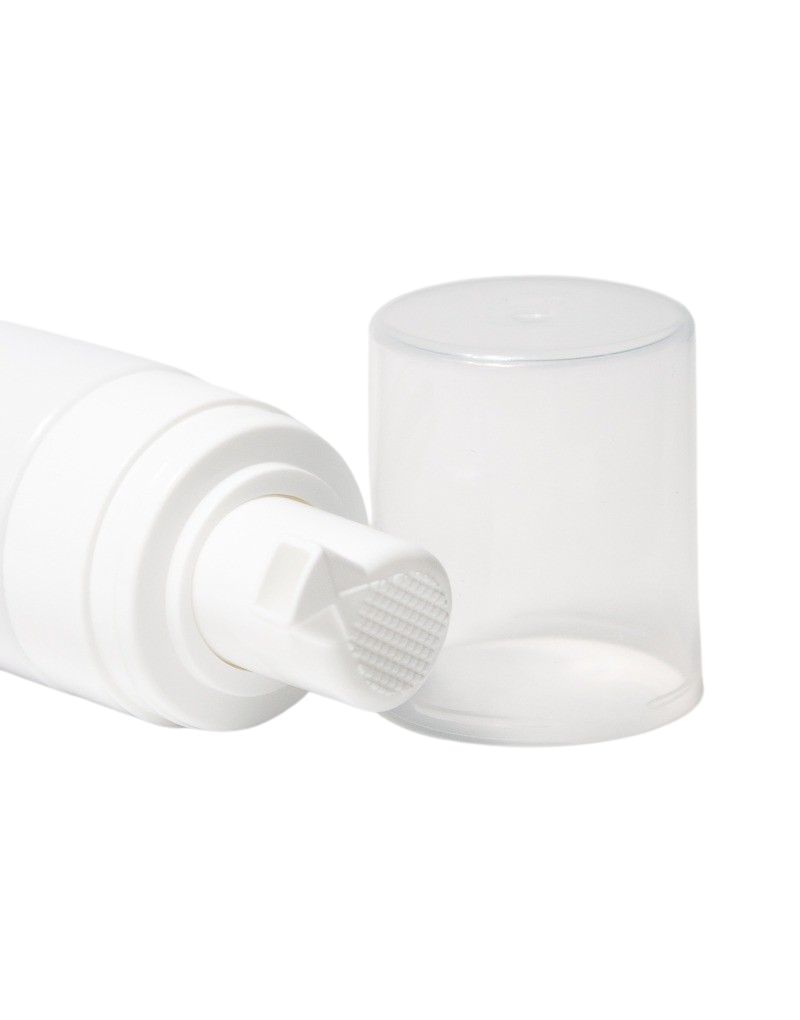 50 ml White PET Cylindrical Bottle w/ White Foam Pump and Clear 
