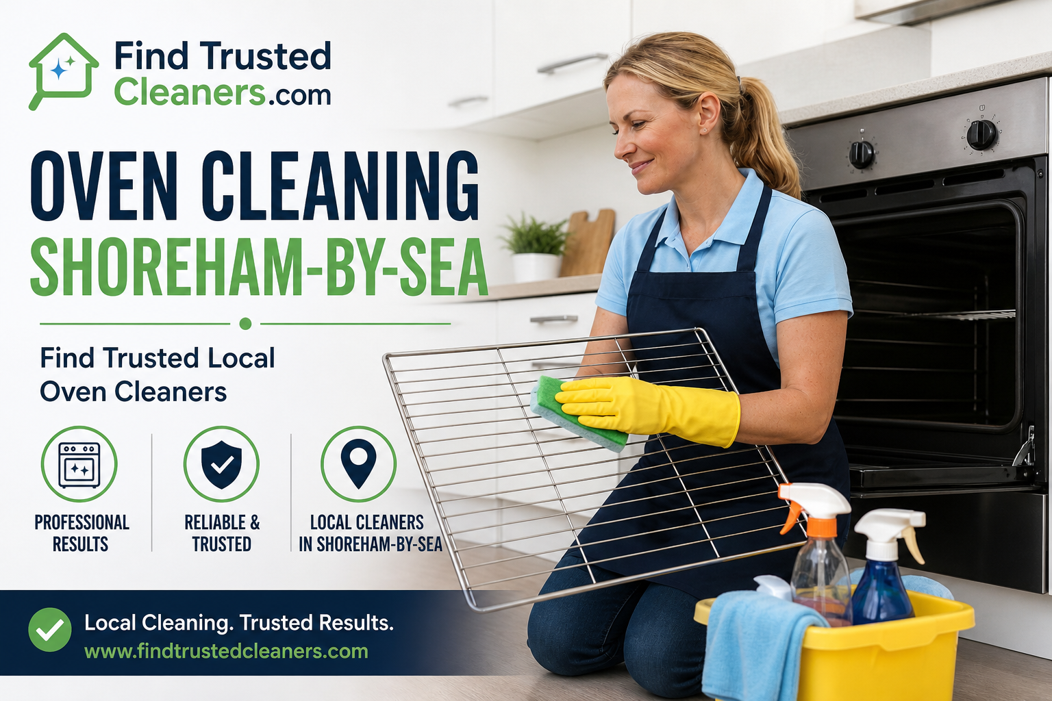 Professional oven cleaning in Shoreham-by-Sea showing oven racks being restored from heavy grease buildup