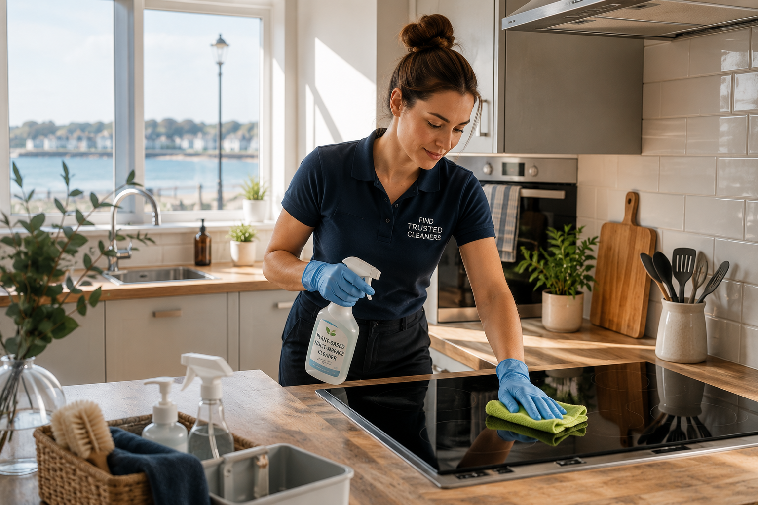 Domestic cleaner vacuuming a modern home in Bognor Regis