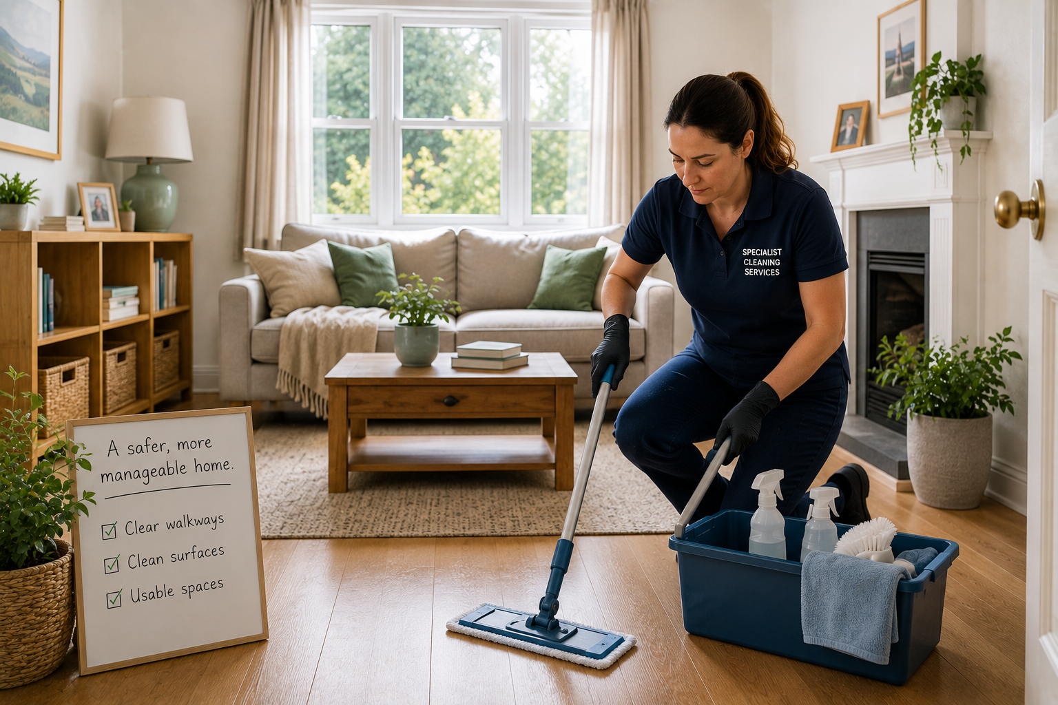 Specialist cleaner restoring a safer and more manageable living space