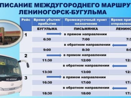 В Лениногорске запустили автобусный маршрут до Бугульмы