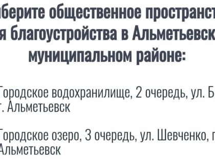Осталось две недели, чтобы проголосовать за объекты благоустройства в Альметьевске