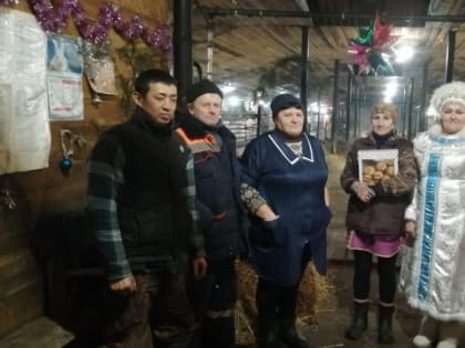 С Новым годом поздравляют работники культуры животноводов на фермах района