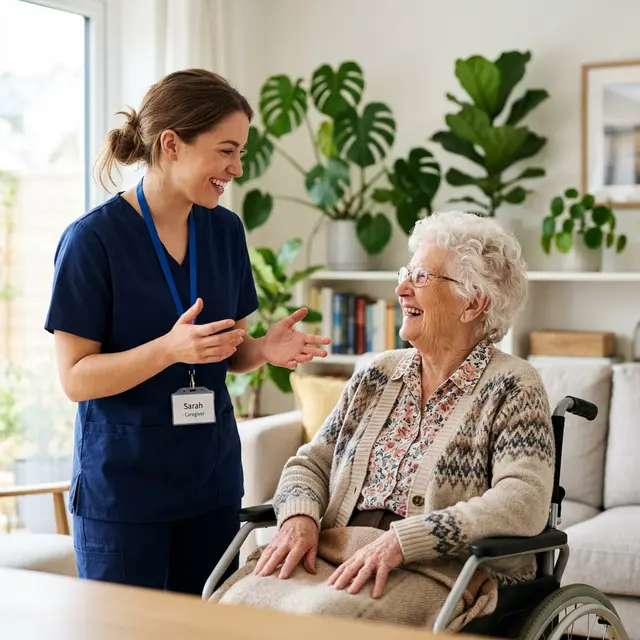 Caregiver with elderly client