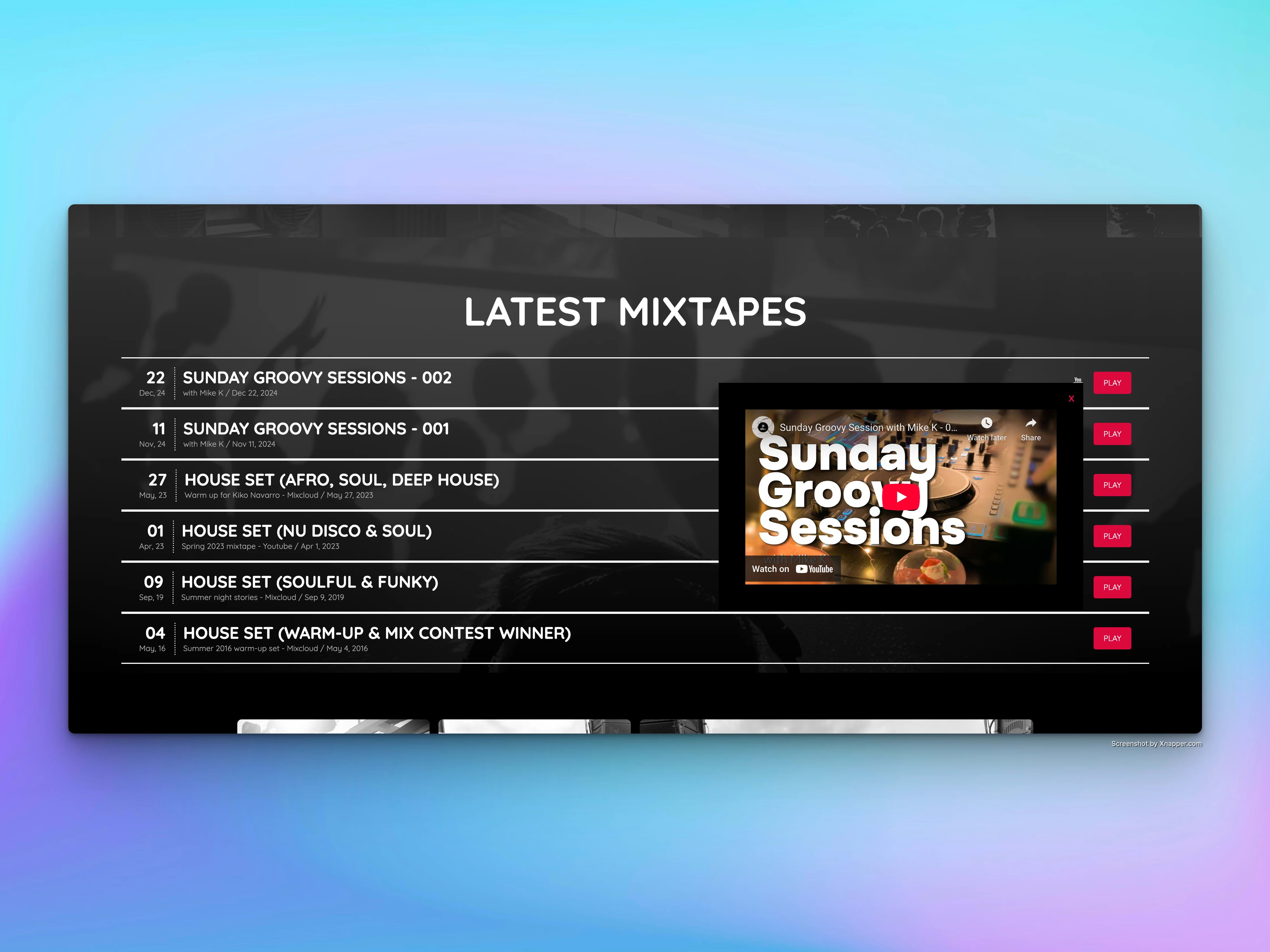 DJ website with Music Charts and Music Player