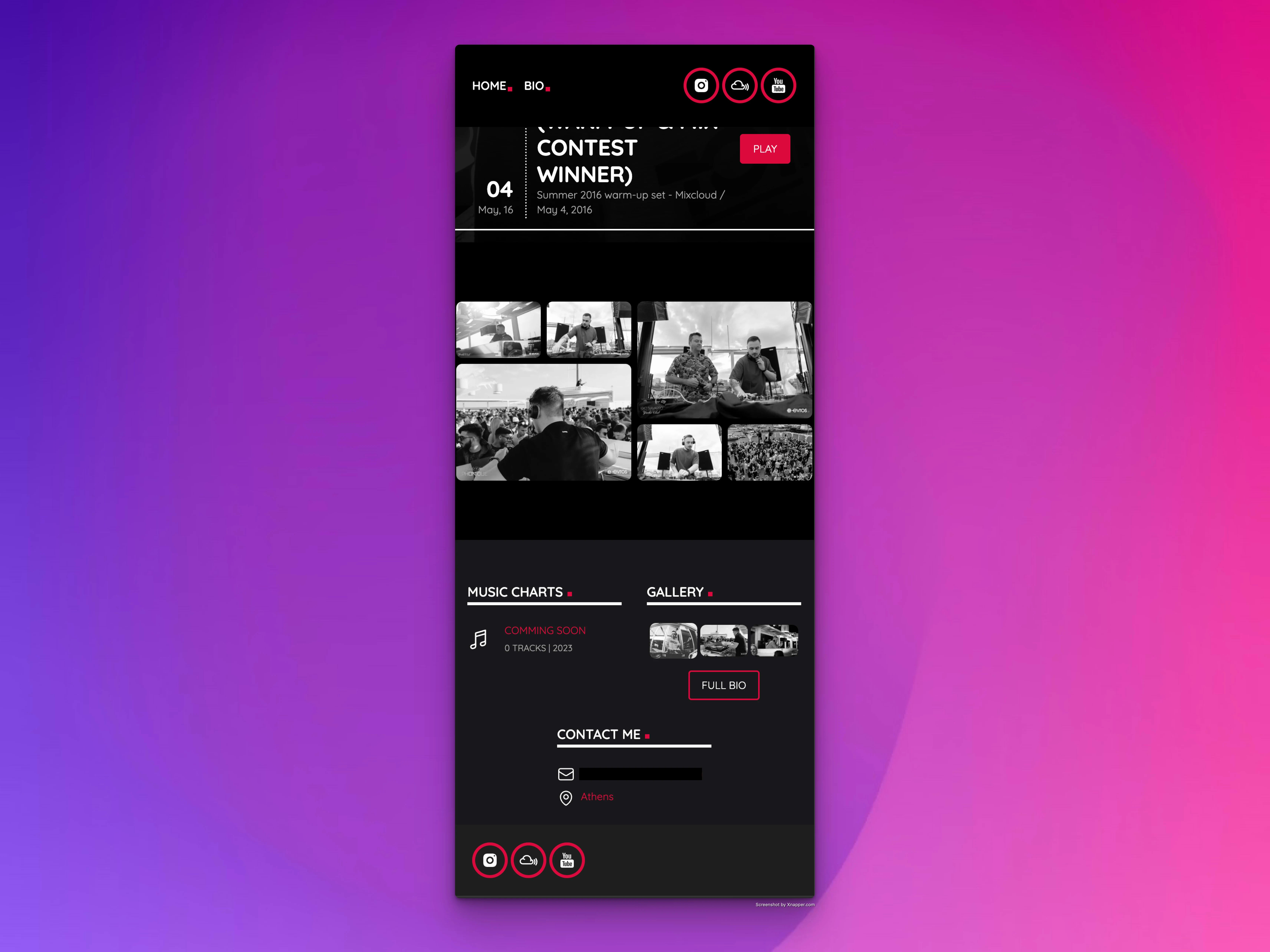 DJ website with Music Charts and Music Player screenshot 2