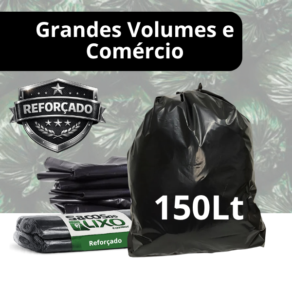 Saco 150L (Grandes Volumes) — 10 unidades (Extra Pesado)