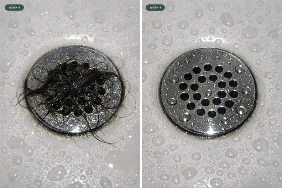 Drain catch, week 0 versus week 4