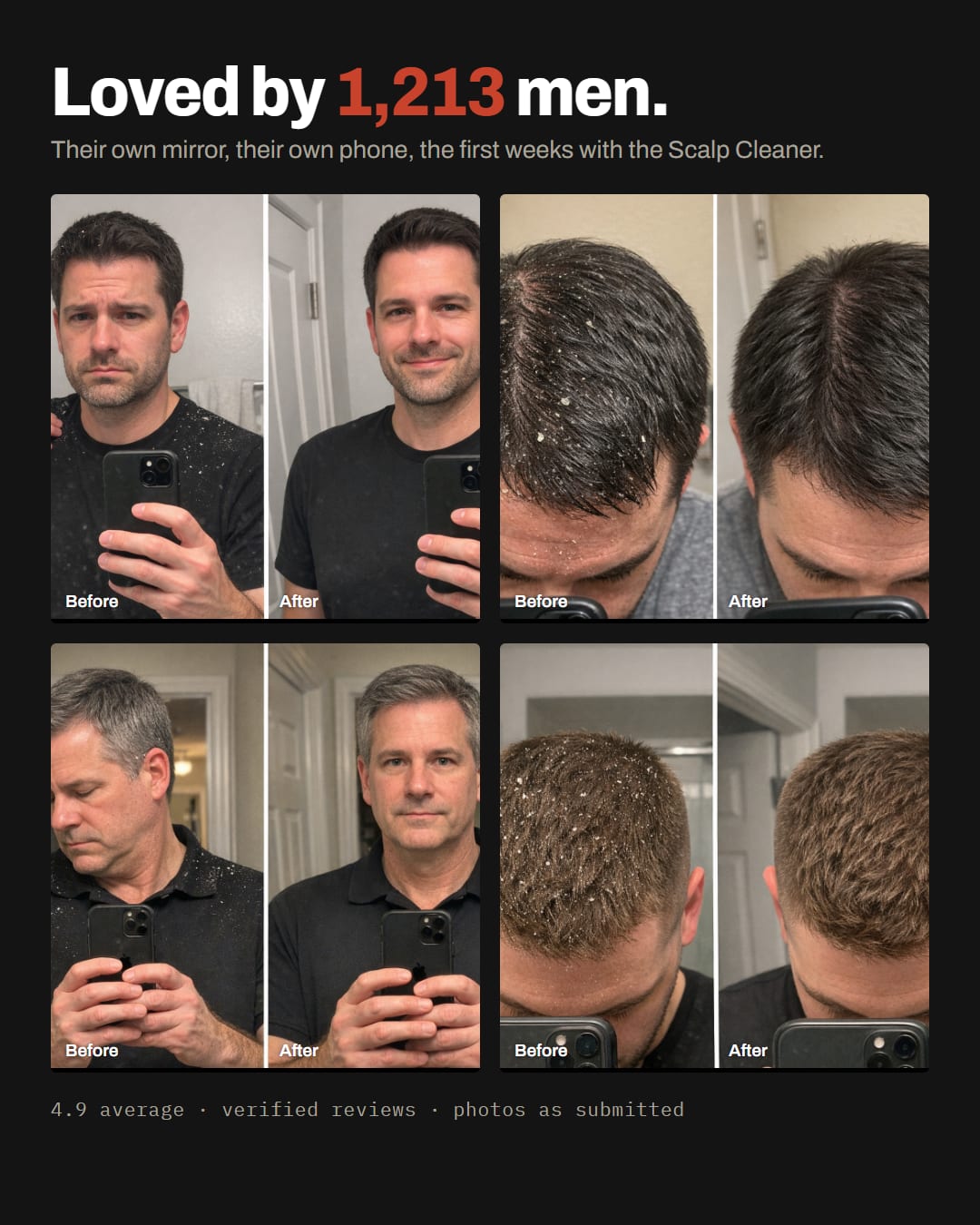 Loved by 1,213 men: four before and after pairs from their own mirrors