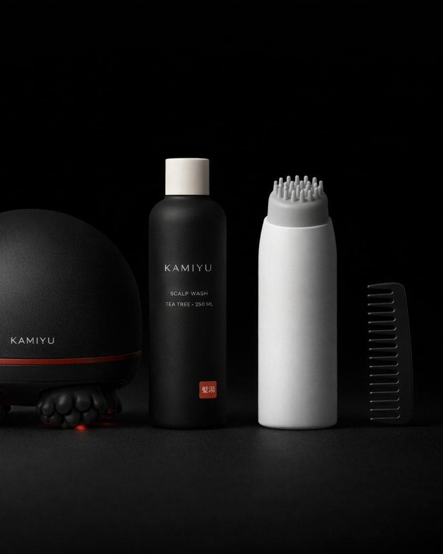 What is in the box: Dome, Scalp Wash, applicator, comb