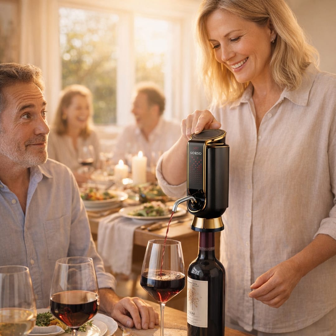 A host pours through the Sorso for a guest