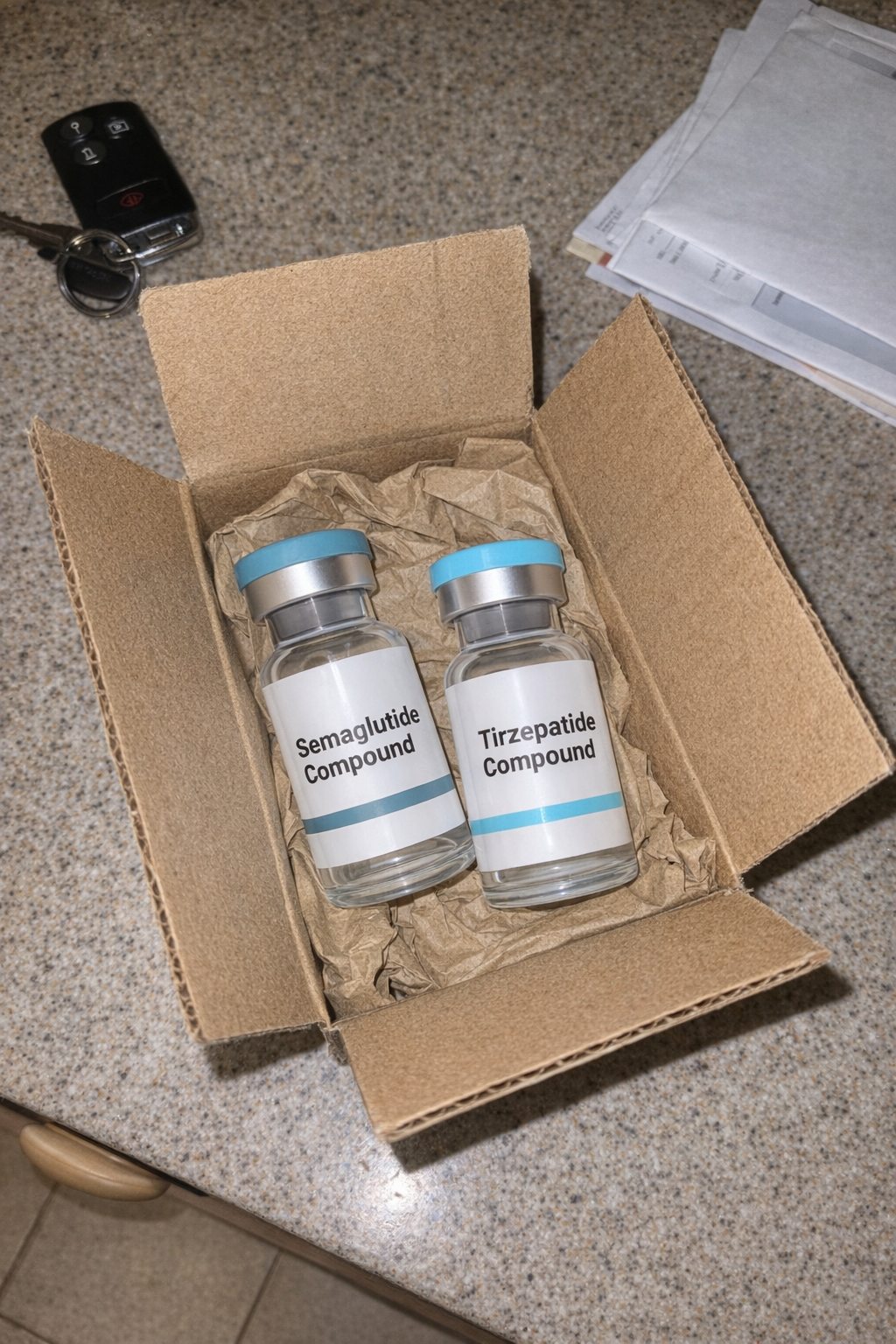 The shipping box, opened on the kitchen table