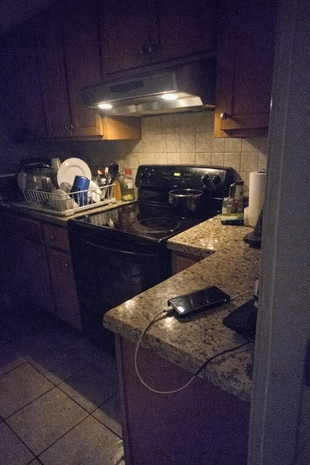 A quiet kitchen at 9pm
