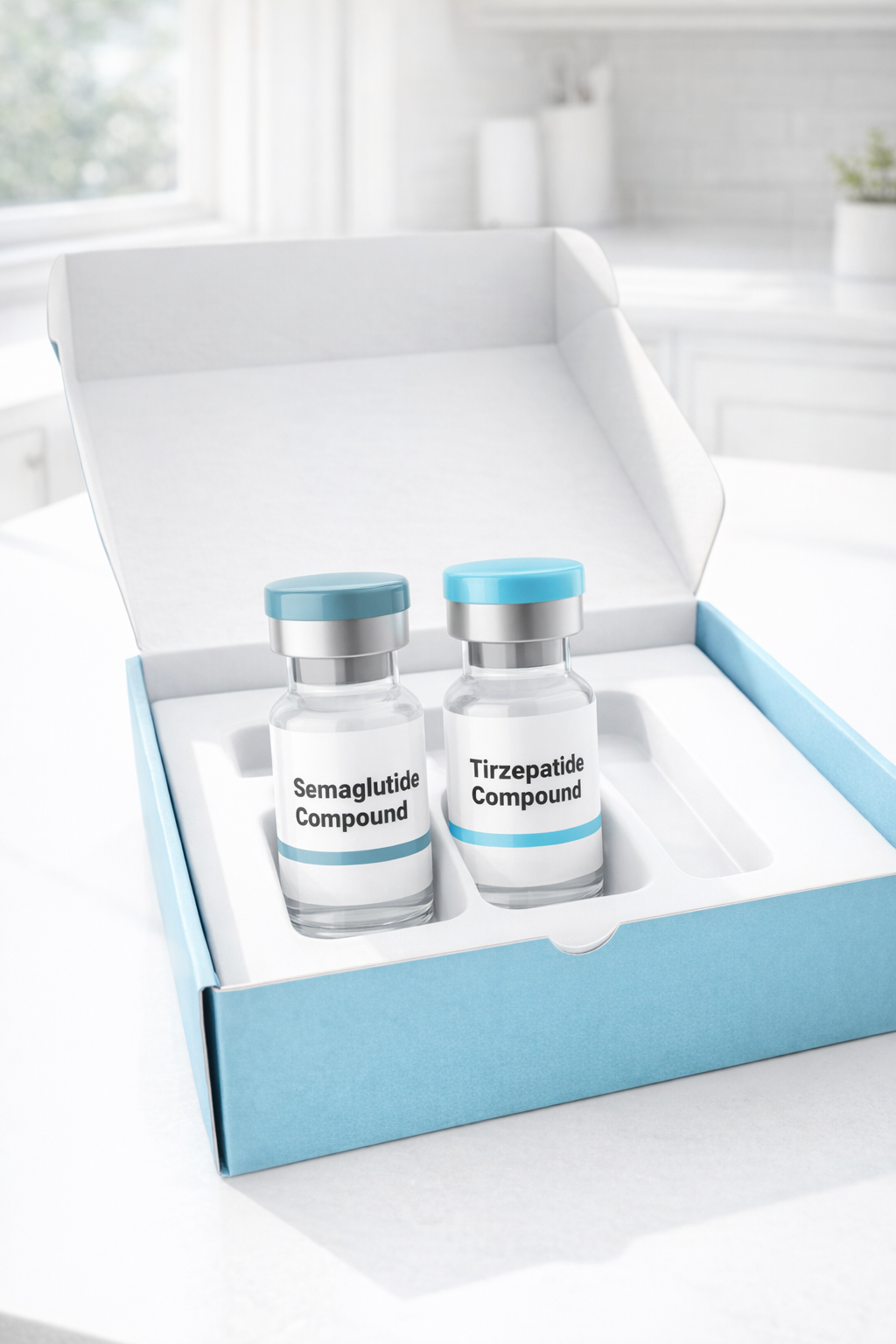 The monthly delivery: compounded vials in the shipping box