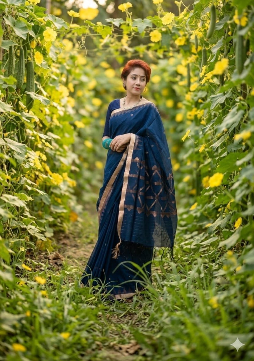 Handloom Tangail Blue Saree